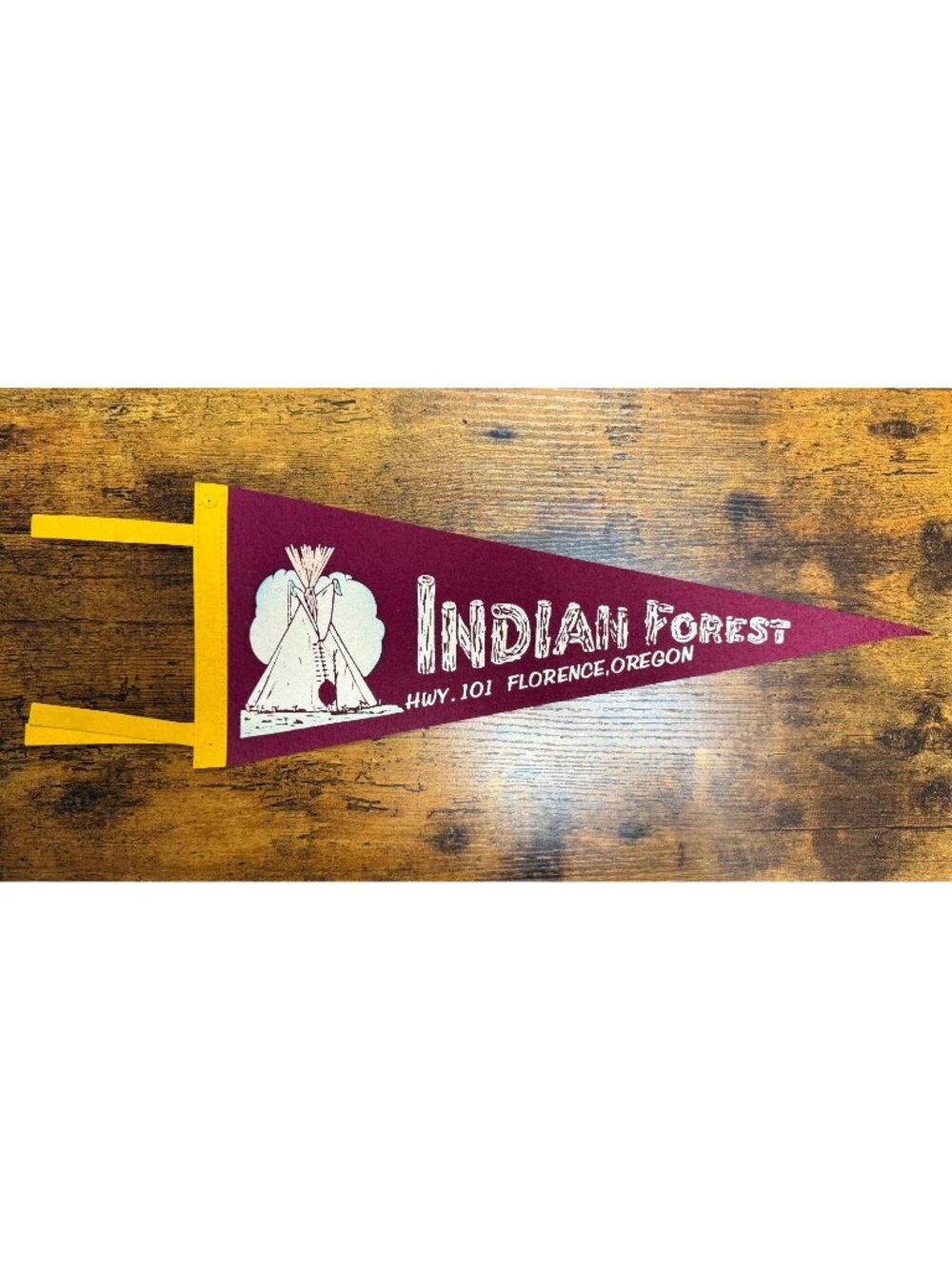 Vintage Indian Forest Hwy. 101 Florence, Oregon pennant